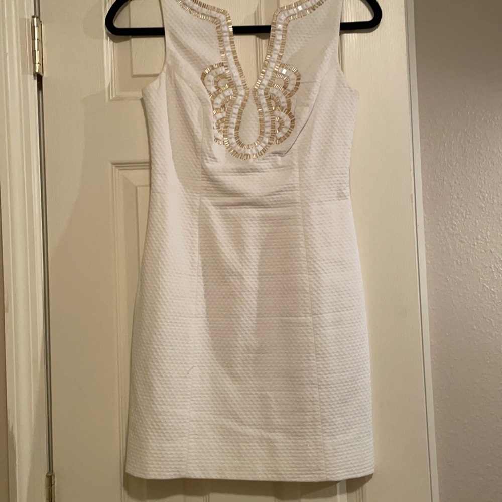 Lilly Pulitzer White & Gold Dress
